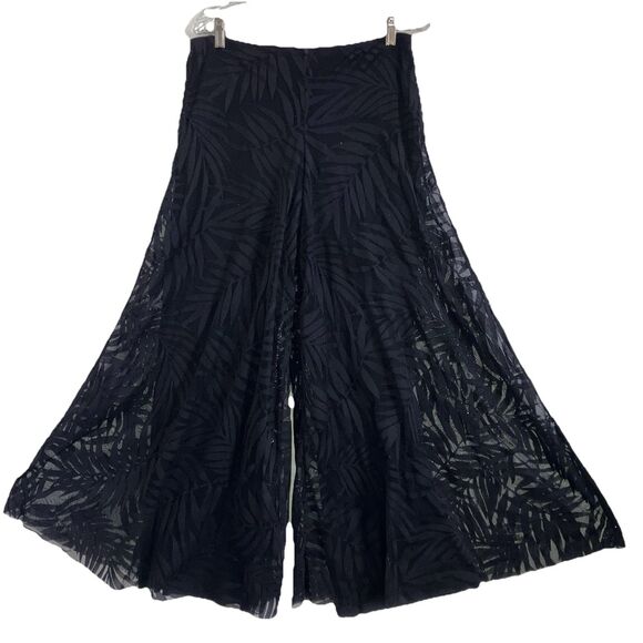 DANCE AMERICA L Wide Leg Black Lace Shimmery Dress Evening Pants Stretch Lined - Picture 3 of 8